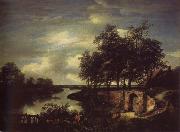 Jacob van Ruisdael River Landscape with the entrance of a Vault France oil painting artist